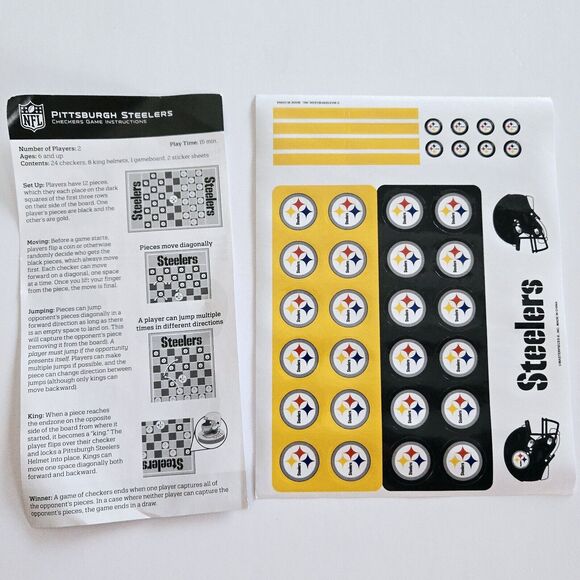 NFL Pittsburgh Steelers Checkers Board Game Set Open Box Complete New Tailgating - Picture 6 of 11